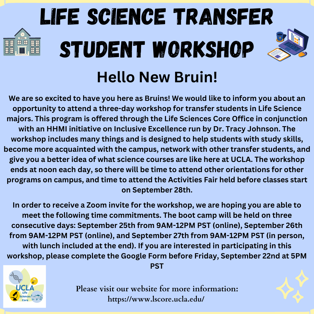 Life Science Transfer Student Workshop